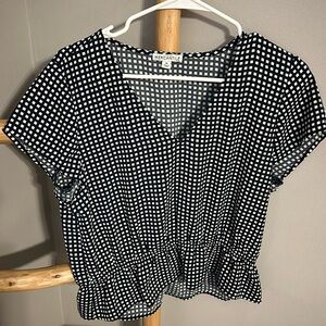 J. Crew Navy Blue & White Peplum Top! Size - M.